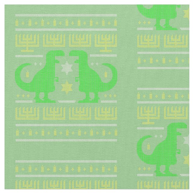 Tissu dinosaure vert hanoukka laide (Fermer)