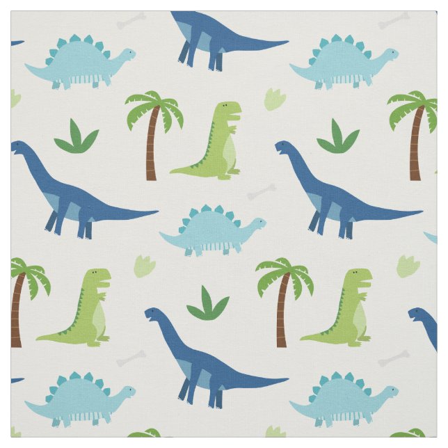 Tissu Dinosaures avec T-Rex, Brachiosaurus, Stegosaurus (Échantillon)