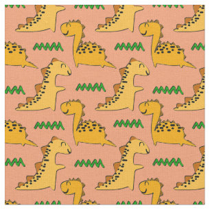 Tissu Dinosaures Brown avec de l'herbe verte
