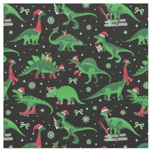 Tissu dinosaures de noël noir stegosaurus triceratops