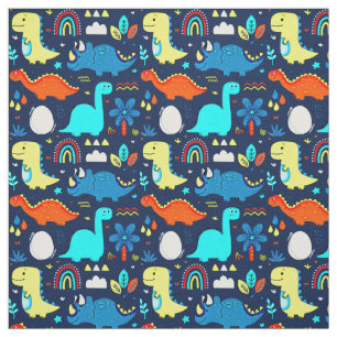 Tissu Dinosaures et arcs-en-ciel colorés mignons