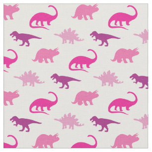 Tissu Dinosaures Mures Silhouettes Filles Roses Enfants