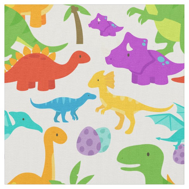 Tissu Dinosaures vert pourpre préhistorique (Fermer)