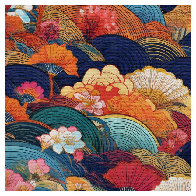 Tissu d'inspiration kimono japonaise (Échantillon)