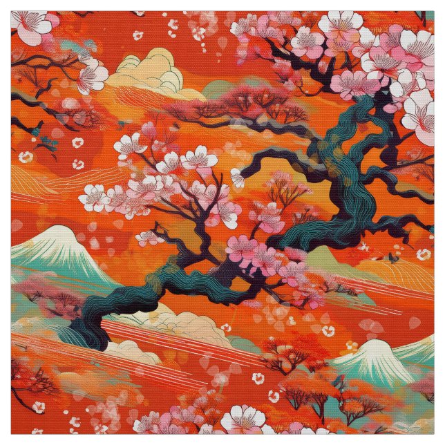 Tissu d'inspiration kimono japonaise (Échantillon)