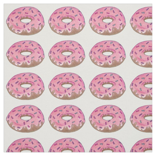 Tissu Dinuts Pink Frosting Doughnut Sprinkings Junk Food (Échantillon)
