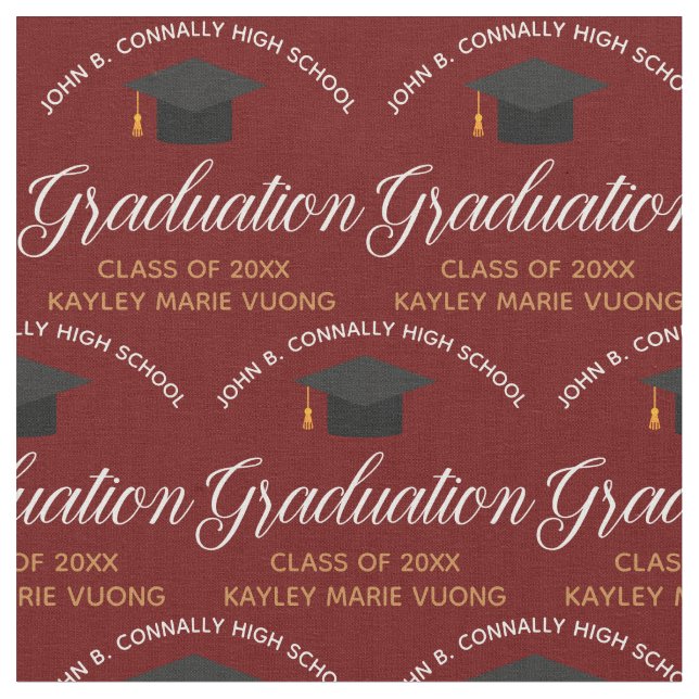 Tissu Diplômé sur mesure Marron Or Graduation 2026 (Fermer)