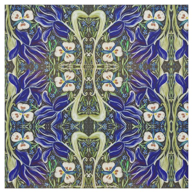 Tissu d'iris à feuilles vertes (Échantillon)