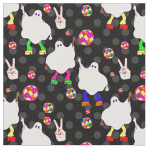 Tissu disco halloween afro-fantôme noir