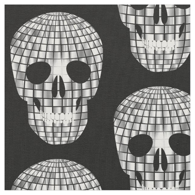 Tissu disco halloween bille miroir crâne (Fermer)