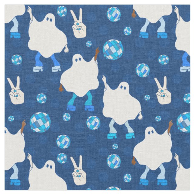 Tissu disco halloween fantôme africain bleu (Fermer)