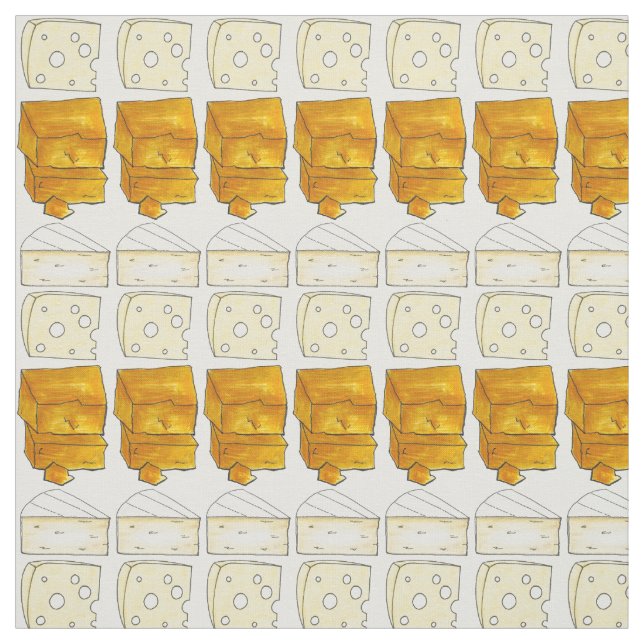 Tissu Dites Cheddar Cheddar Suisse Brie Fromage Imprimer (Échantillon)