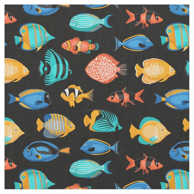 Tissu Divers poissons tropicaux colorés motif (Fermer)