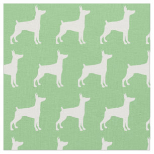 Tissu Doberman Pinscher Chien Silhouette Dobie Sage Vert