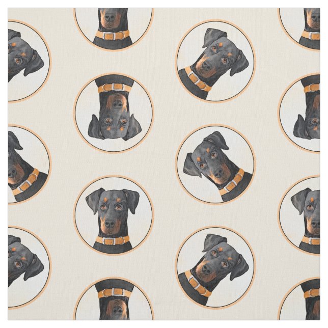 Tissu Doberman Pinscher Peinture non découpée Art origin (Échantillon)