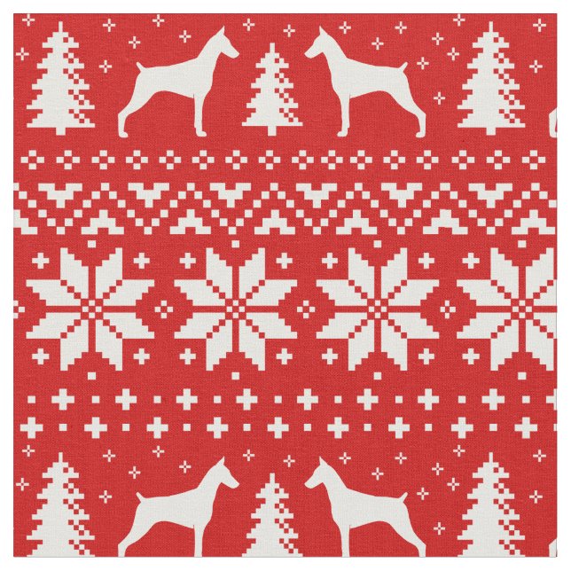 Tissu Doberman Pinscher Silhouettes Noël (Fermer)