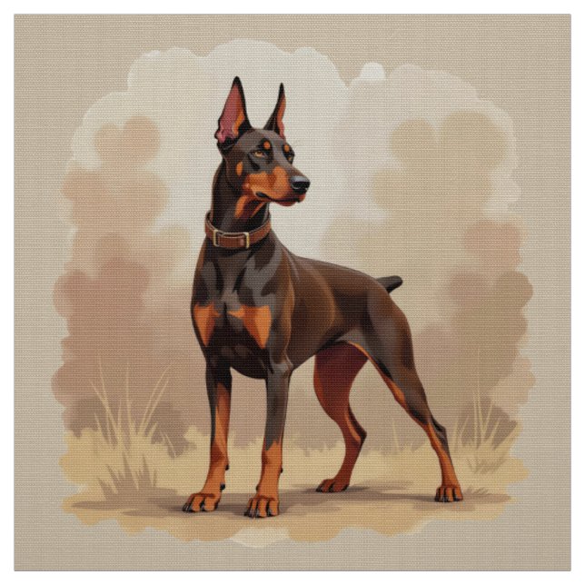 Tissu Dobermann Pinscher marron rouille rouge Chien (Échantillon)