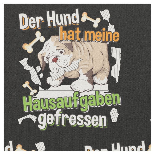 Tissu Dog Ate My Homework - Apprendre le devis allemand (Fermer)