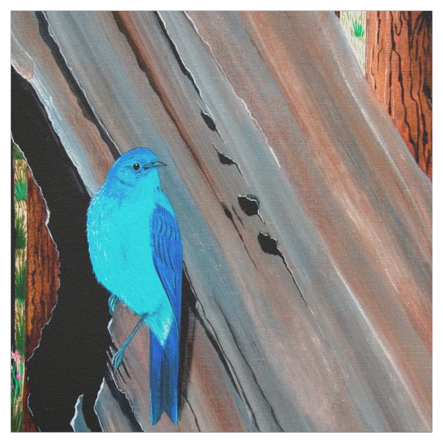 Tissu d'oiseaux bleu de montagne (Échantillon)
