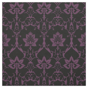 Tissu Doll Scale Renaissance Damask, Black and Eggplant