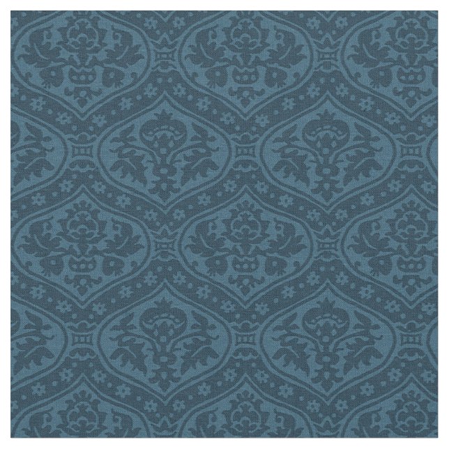 Tissu Doll Scale Renaissance Damask, Prussian Blue (Fermer)