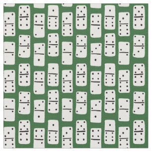 Tissu Dominos blancs avec points noirs sur motif vert