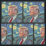 Tissu Donald Trump Starry Night Van Gogh Art Style 2024<br><div class="desc">Donald Trump dans Van Gogh Starry Night style art,  le président Donald Trump portant son costume classique et sa cravate rouge sur fond d'un ciel étoilé expressionniste abstrait. Festive oeuvre de campagne politique du 45ème président Donald J. Trump ou pour soutenir l'élection de M. Trump en 2024.</div>