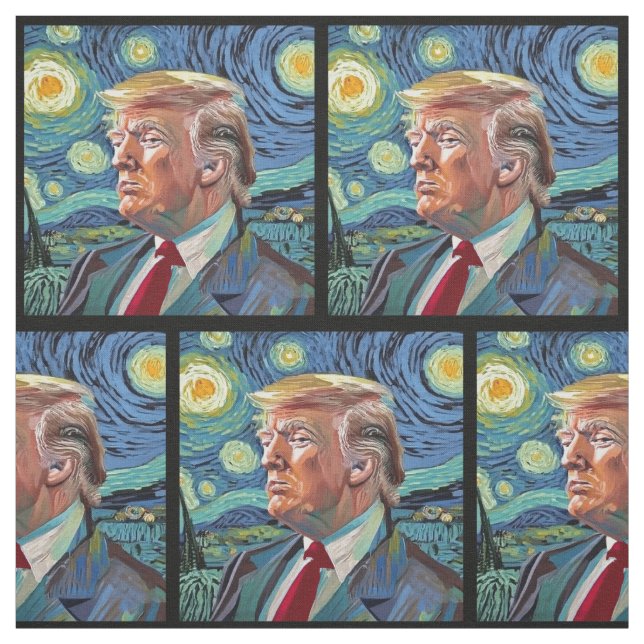 Tissu Donald Trump Starry Night Van Gogh Art Style 2024 (Échantillon)