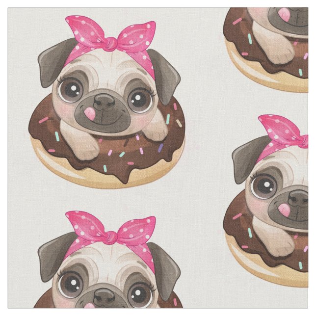 Tissu Donut au carlin et au chocolat (Fermer)