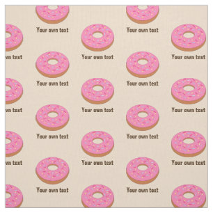 Tissu Donut rose doux sur beige - votre texte