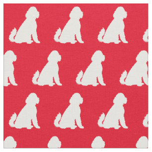 Tissu Doodle d'or Chien Silhouette Animal rouge Aussie
