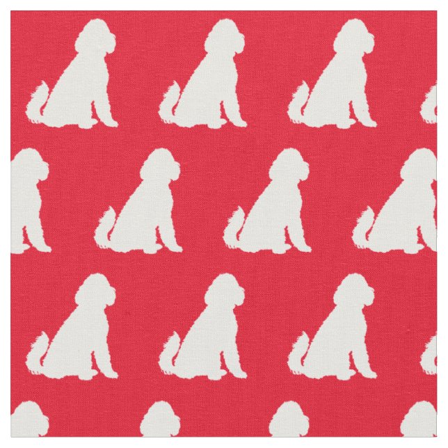 Tissu Doodle d'or Chien Silhouette Animal rouge Aussie (Fermer)