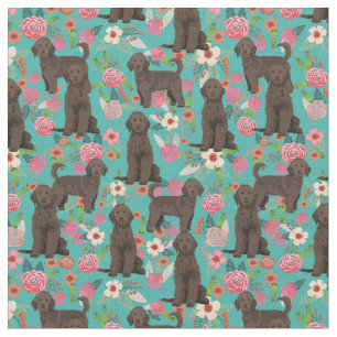 Tissu Doodle d'or vintage floraux de couleur marron turq