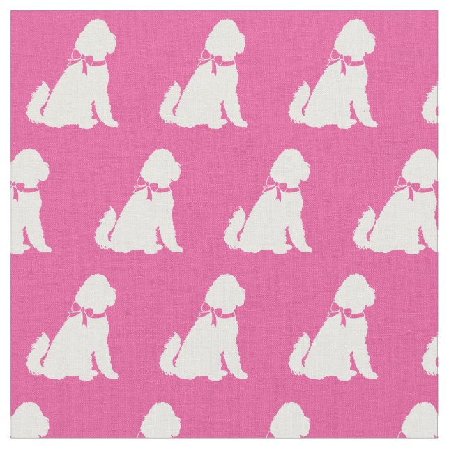 Tissu Doodle doré Chien Silhouette Animal rose Aussie (Fermer)