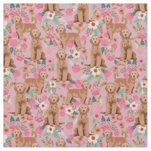 Tissu Doodle doré d'Apricot vintage floral rose poussi