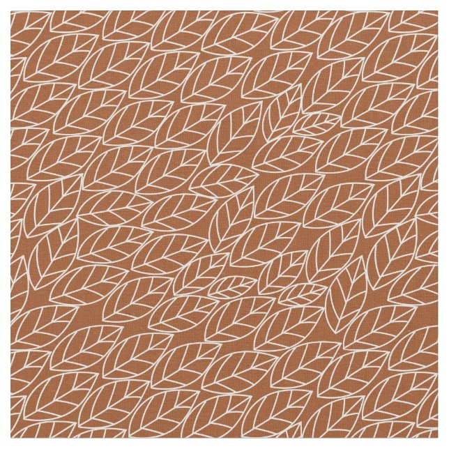 Tissu Doodle Feuille rouille et gris clair (presque blan (Fermer)