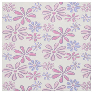 Tissu Doodle Fleur Whimsical doux violet bleu rose