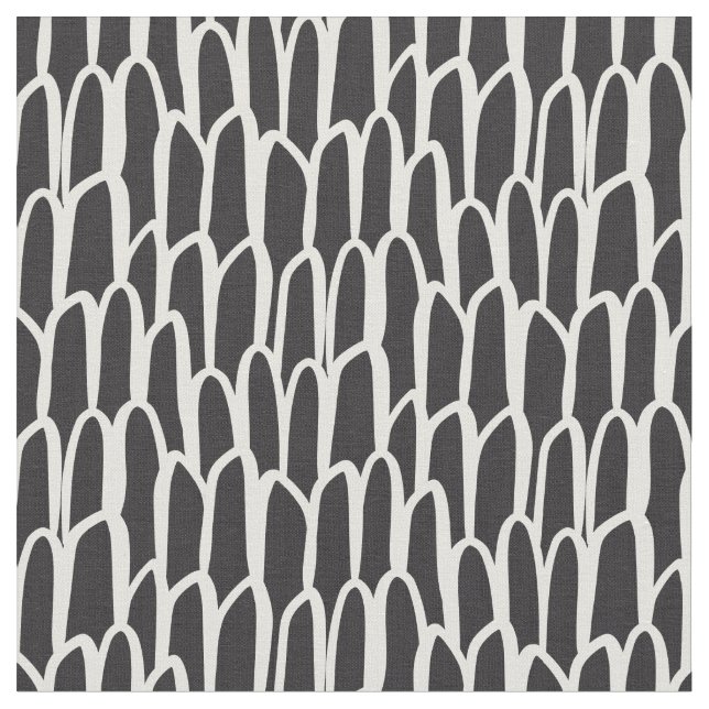 Tissu Doodle vagues mudcloth mod géométrique simple noir (Fermer)