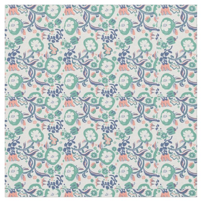 Tissu Doodles floraux contemporains (Fermer)