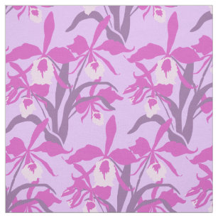 Tissu d'orchidée graphique violet et rose