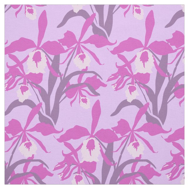 Tissu d'orchidée graphique violet et rose (Échantillon)