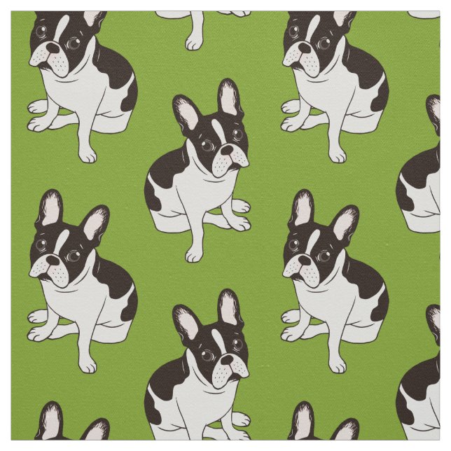 Tissu Double bouledogue français pie à capuchon mignon (Échantillon)