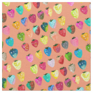 Tissu Douceur fraise mignonne aquarelle de fruit mignon