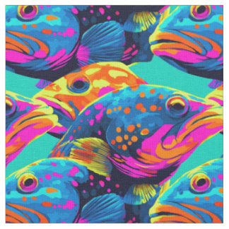 Tissu Doux flux de poissons multicolores
