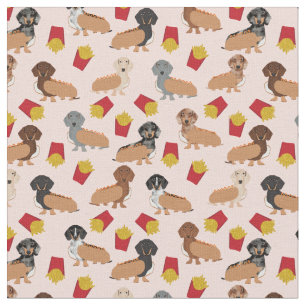 Tissu Doxie et Fries drôle de chien de sevrage