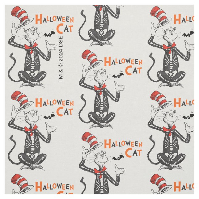 Tissu Dr Seuss | Chat d'Halloween en Casquette (Échantillon)