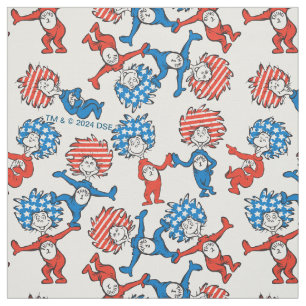Tissu Dr Seuss   Chose Une Chose Deux Motifs du drapeau 