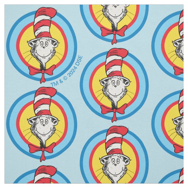 Tissu Dr. Seuss | Graphisme de tête de chat dans le chap (Échantillon)