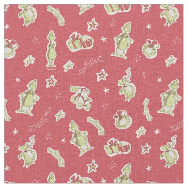 Tissu Dr. Seuss | Grinch | Motif de Noël rouge (Fermer)