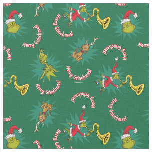 Tissu Dr Seuss The Grinch Merry Grinchmas Motif